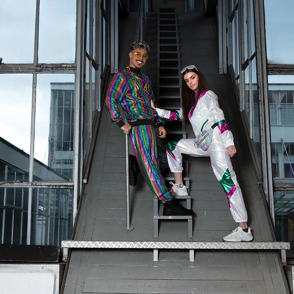 Holografisch Trainingspak Dames – Gekleurd | 90’s Gabber Fout Party Kostuum