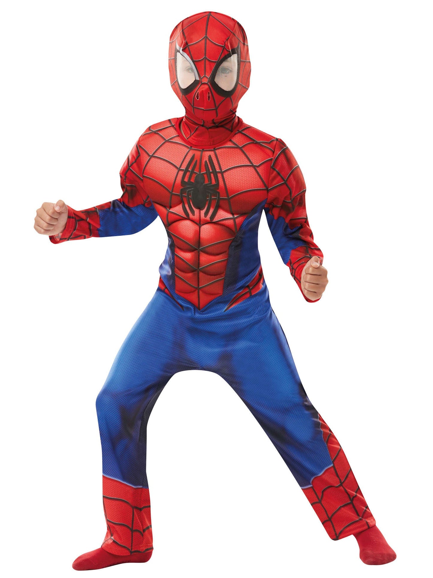 Spider-Man Deluxe Kostuum Kind – Met Spierborst Jumpsuit & Masker