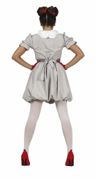 Horror-Clown-Halloween-Kostüm Damen Grau