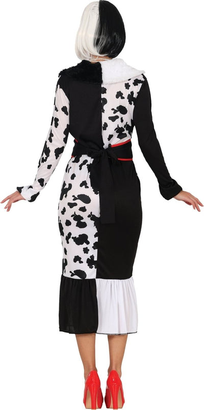 Cruella De Vil Kostuum Dames – Zwart/Wit | Iconisch Halloween Verkleedpak