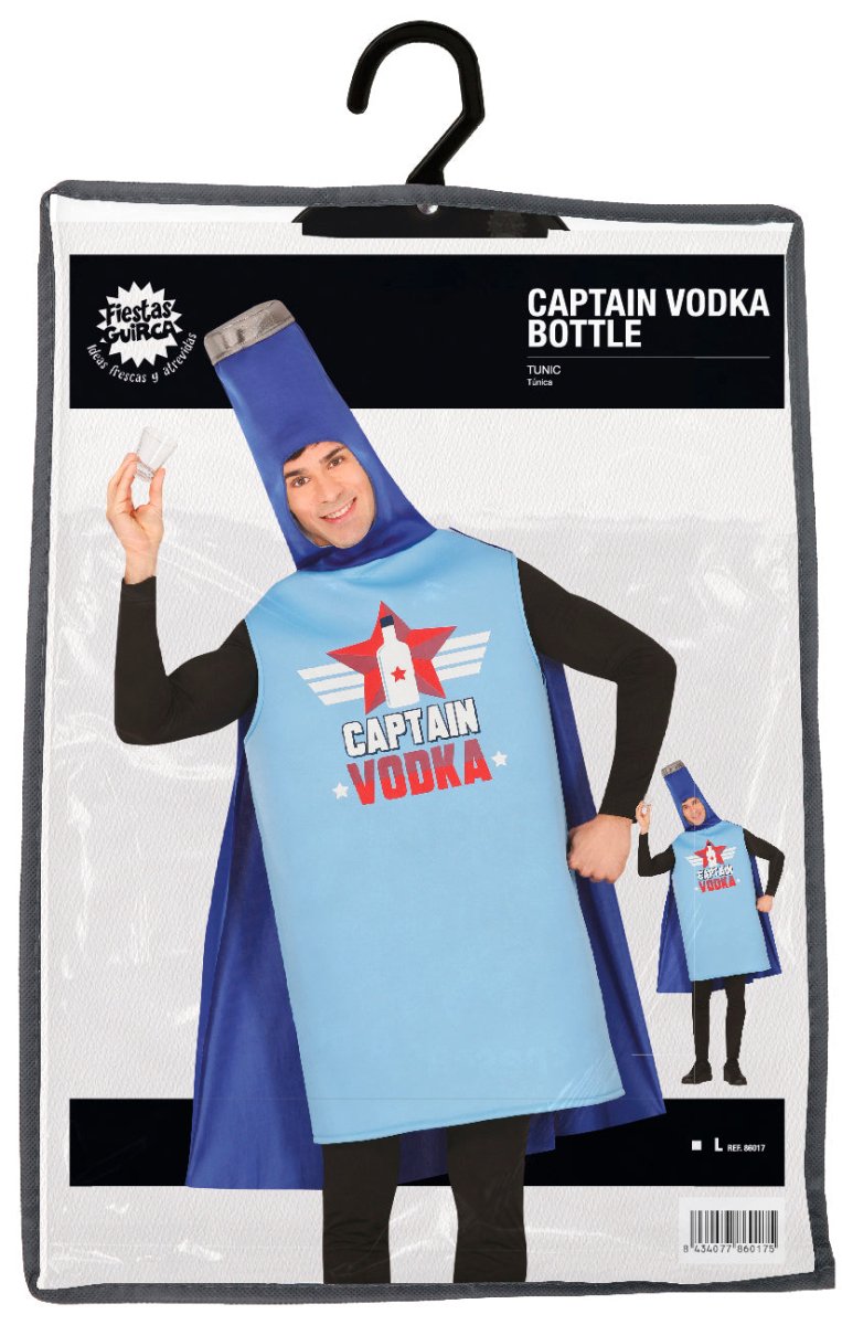 Kapitein Vodka Kostuum Heren – Blauw (Parodie)