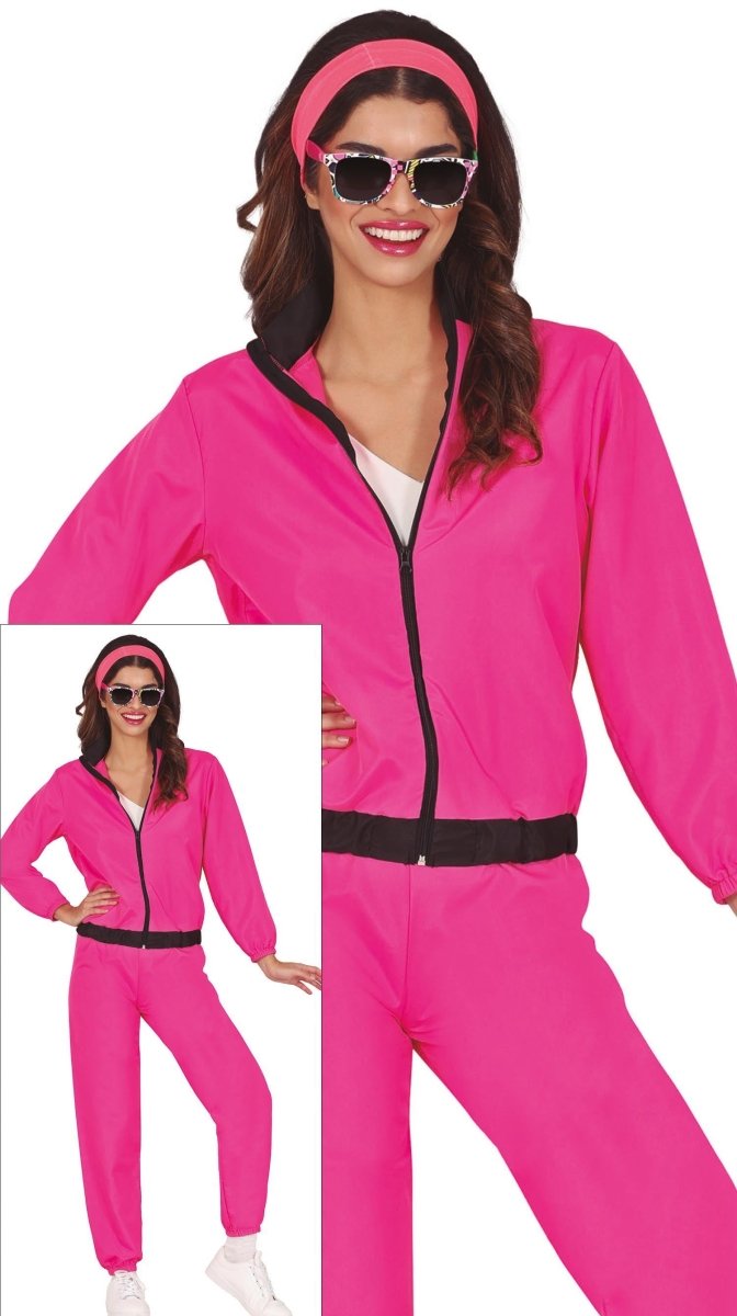 Neon Roze Trainingspak Dames – Fout 2-Delig Retro Pak