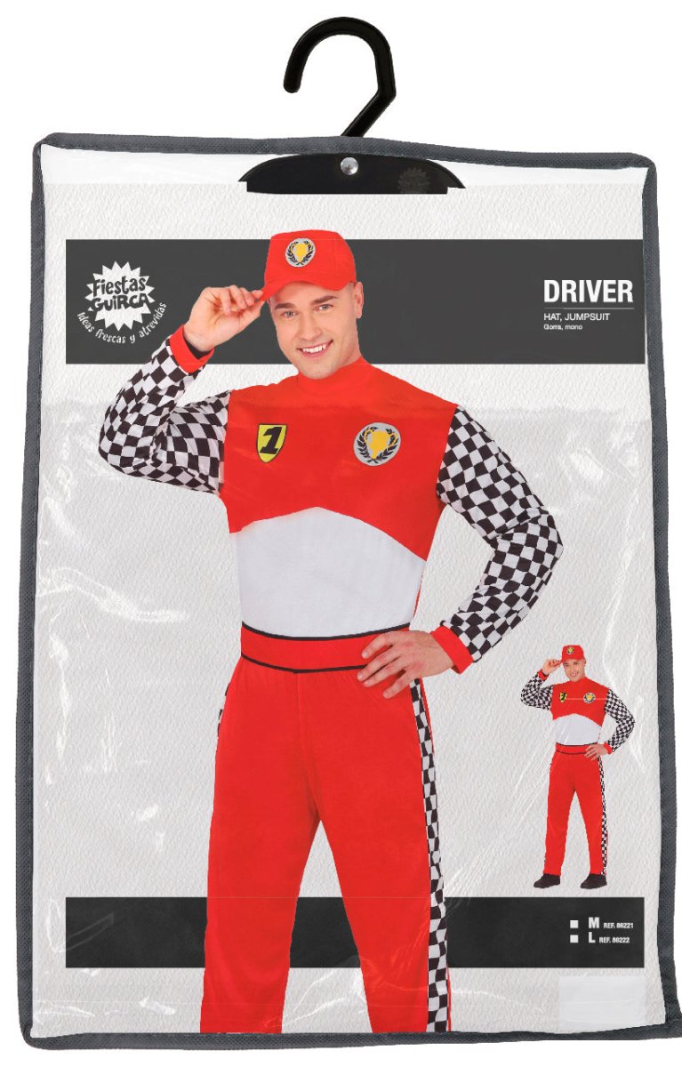 Racepak Heren Rood/Wit – Coureur Kostuum met Pet