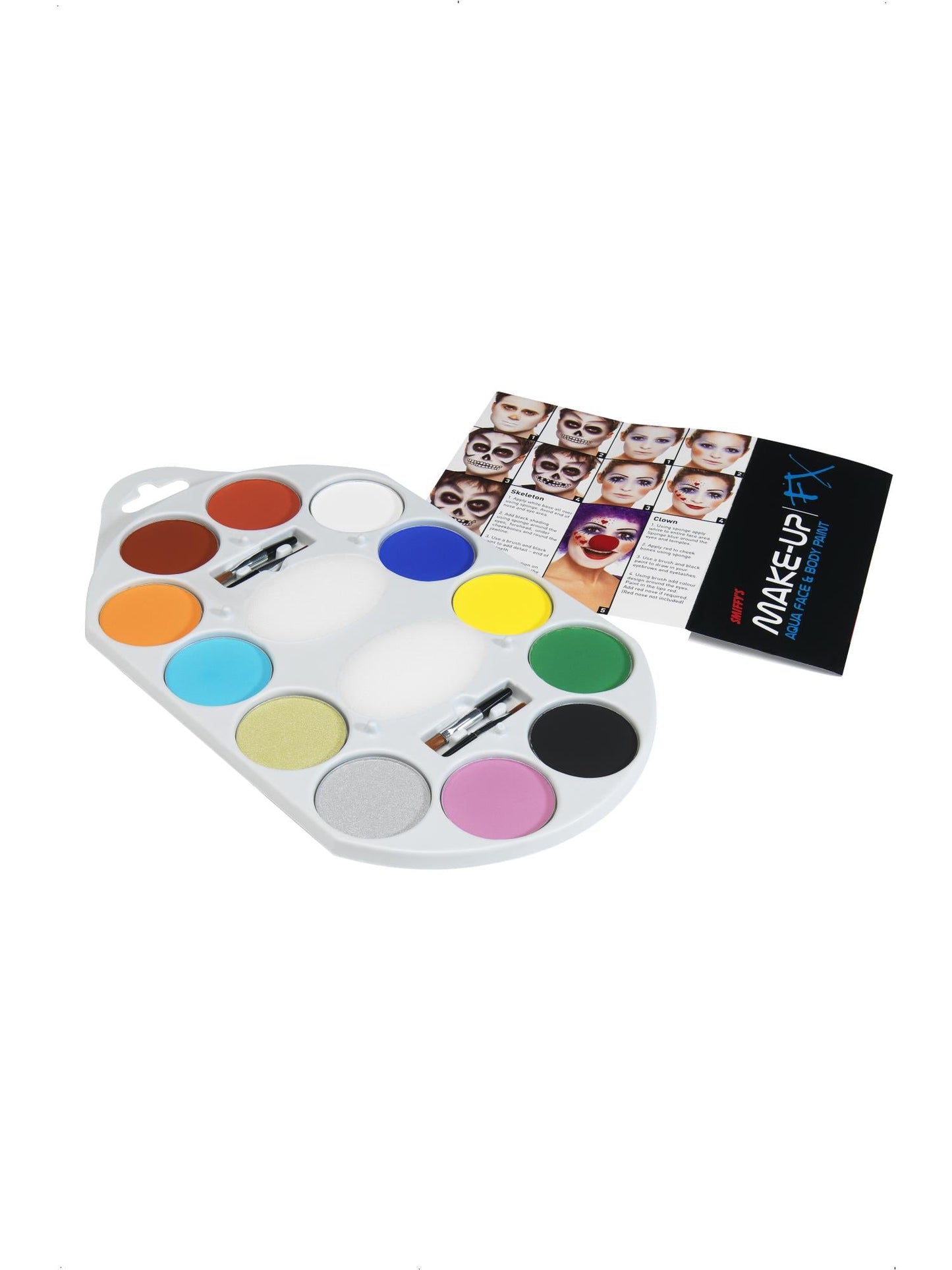 Schminkset 12 Kleuren met Kwasten & Sponsjes