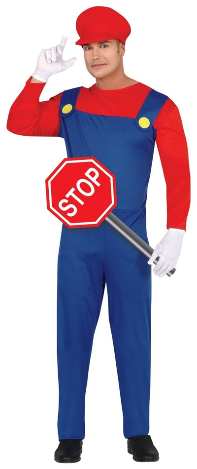 Super Mario Kostuum Heren – Deluxe Rood/Blauw met Jumpsuit & Hoed