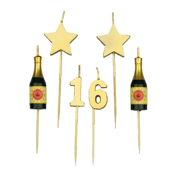 Party Cake Candles - 16 Jaar