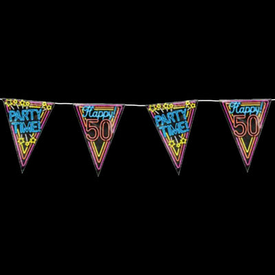 Vlaggenlijn Neon - 50 jaar - 10 Meter