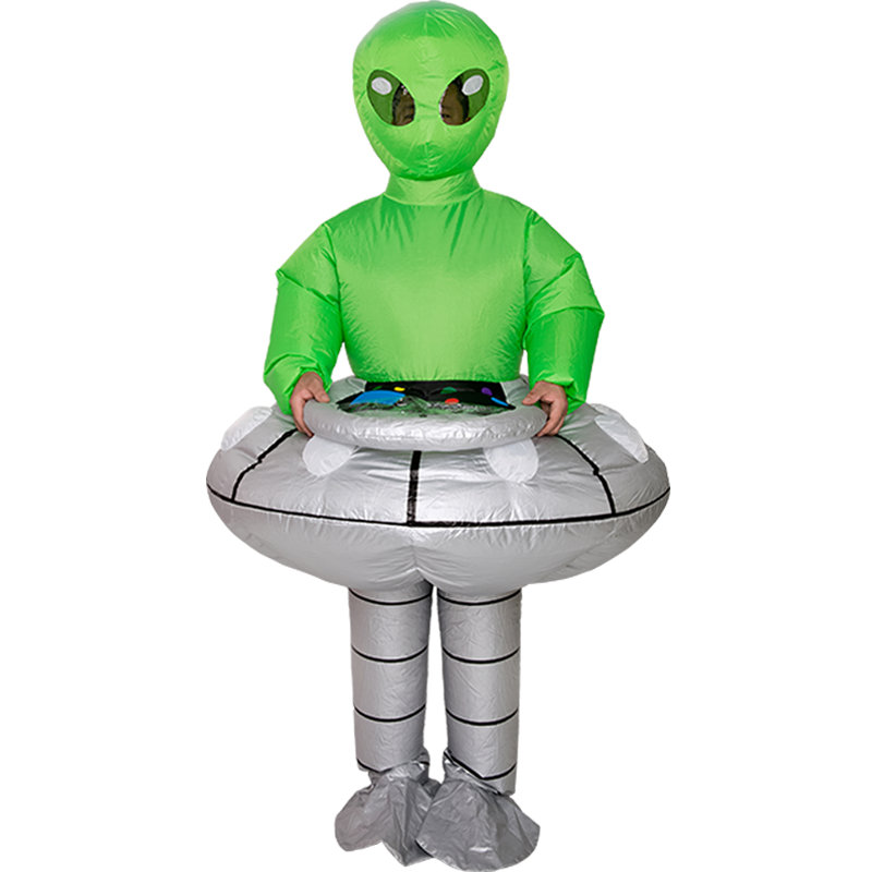 Opblaasbaar Alien Kostuum - Met UFO Benen - Voor Kinderen & Volwassenen