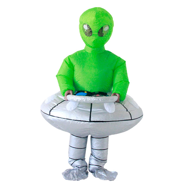 Opblaasbaar Alien Kostuum - Met UFO Benen - Voor Kinderen & Volwassenen