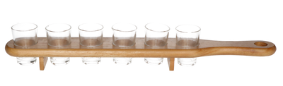 Shotglas serveerplank met 6 shotglazen