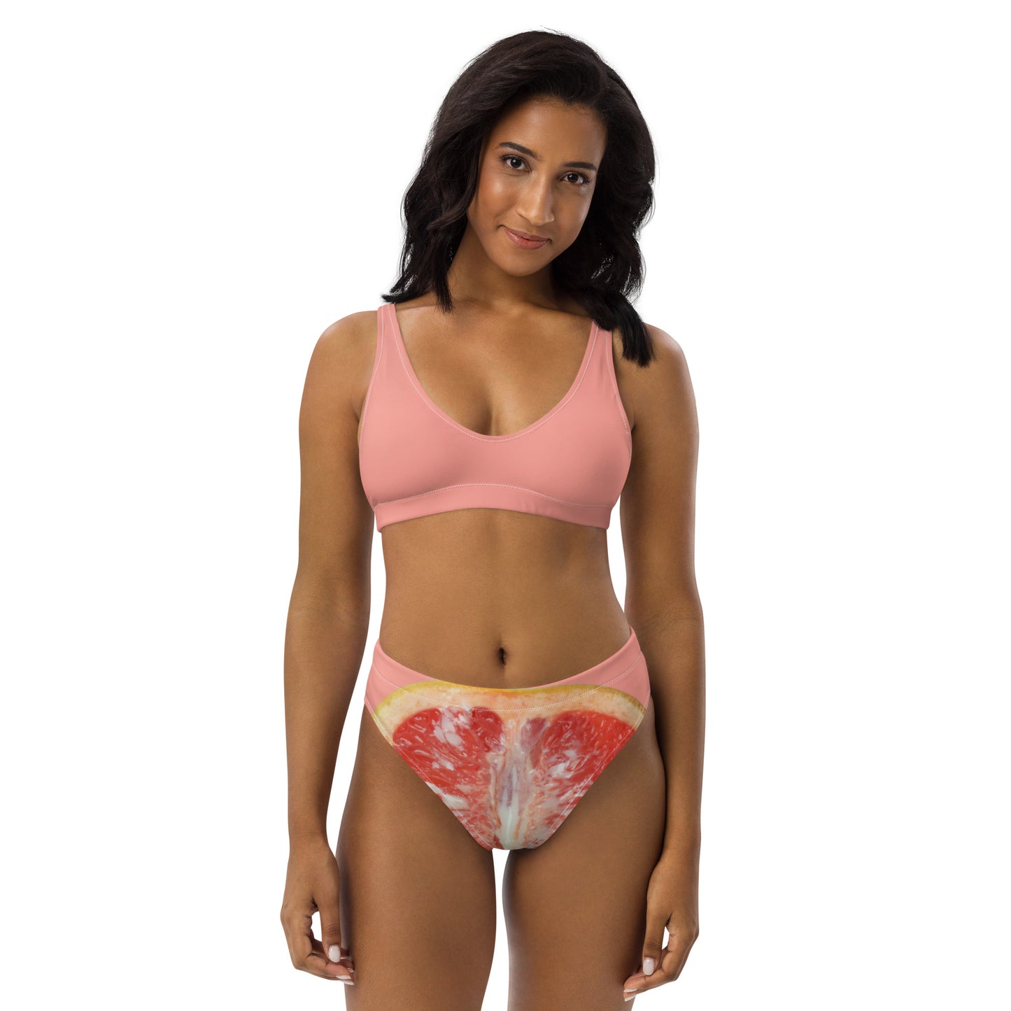 Grapefruit-Bikini mit hoher Taille