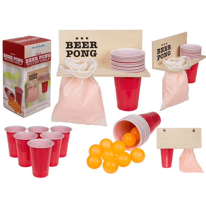 Beer Pong Plank + 12 Red Cups + 12 Ballen