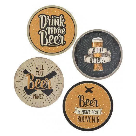 Houten Onderzetters - Bier Slogans (4 stuks)