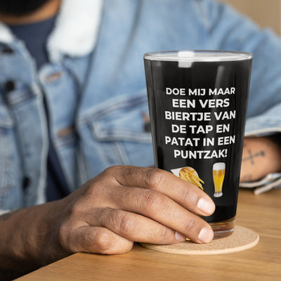 Bierglas - Doe Mij Maar Een Vers Biertje Van De Tap Met Patat In Een Puntzak
