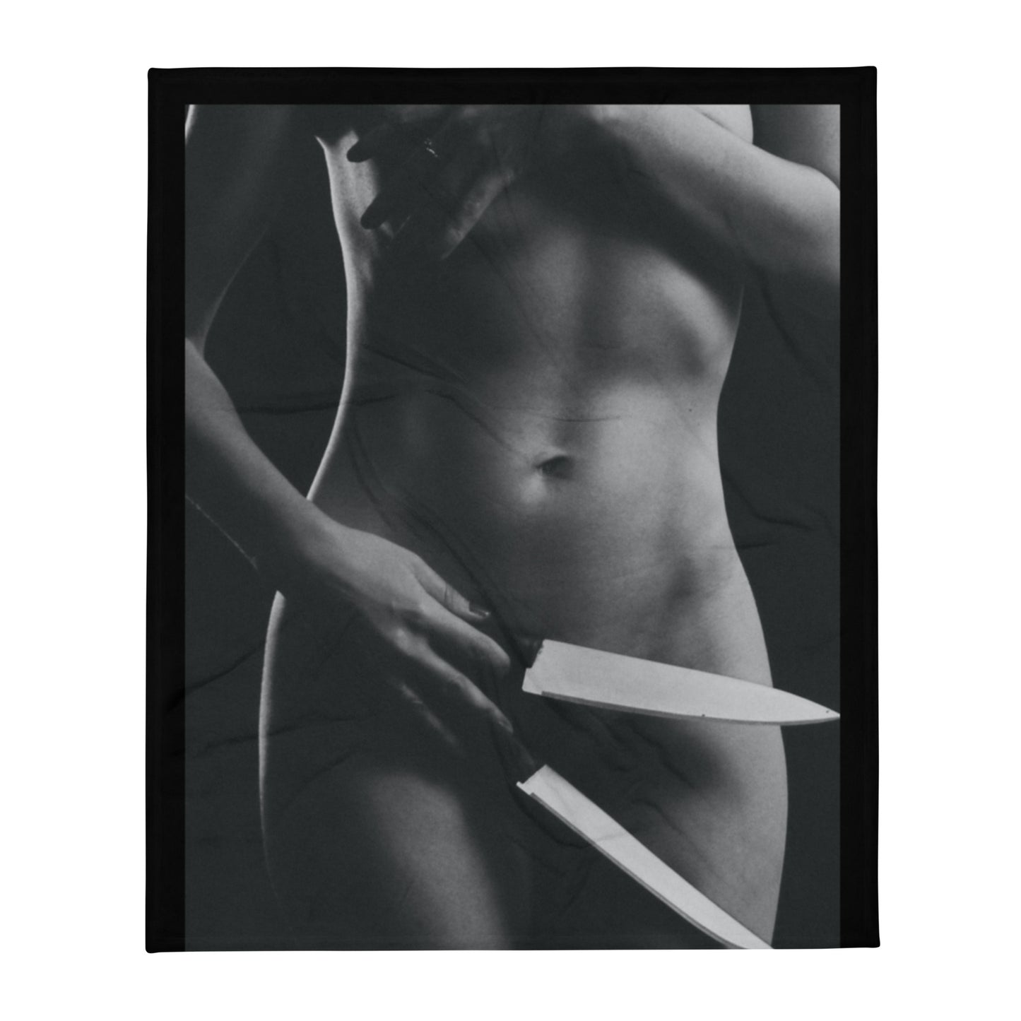 Nackte Frau mit Messern Fleecedecke