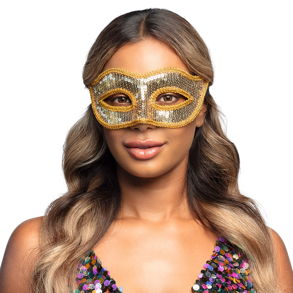 Oogmasker | Venice Sequins | Goud, Zilver Of Zwart