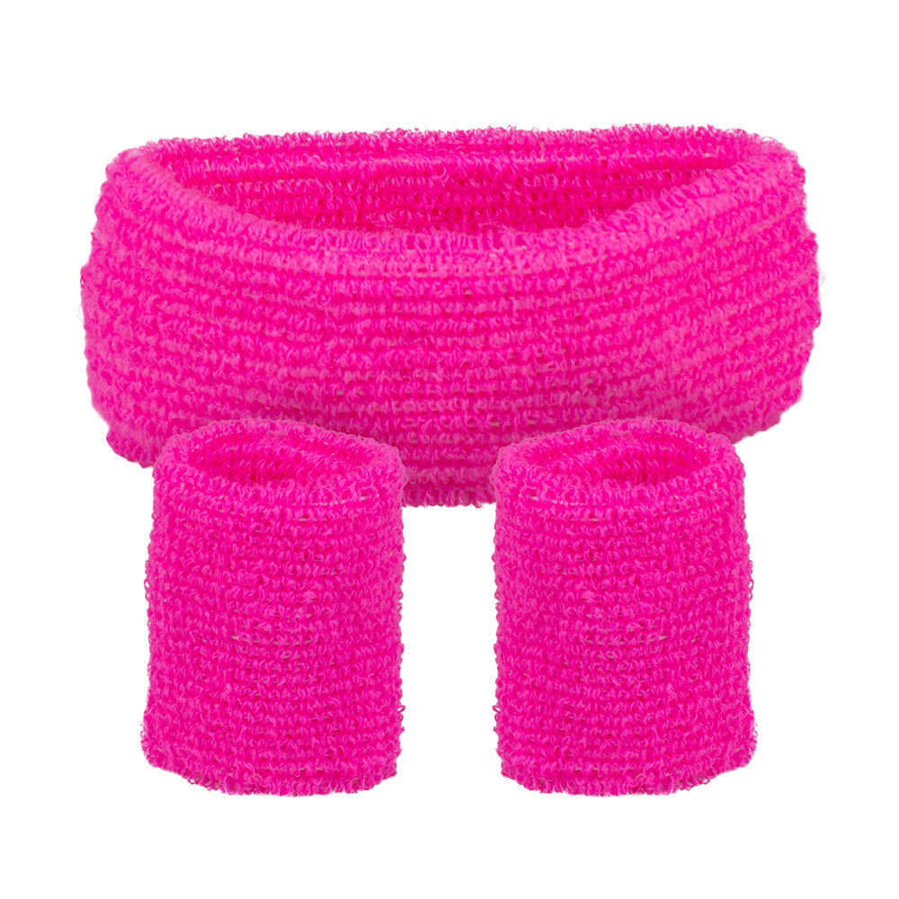 3er-Set neonpinke Schweißbänder