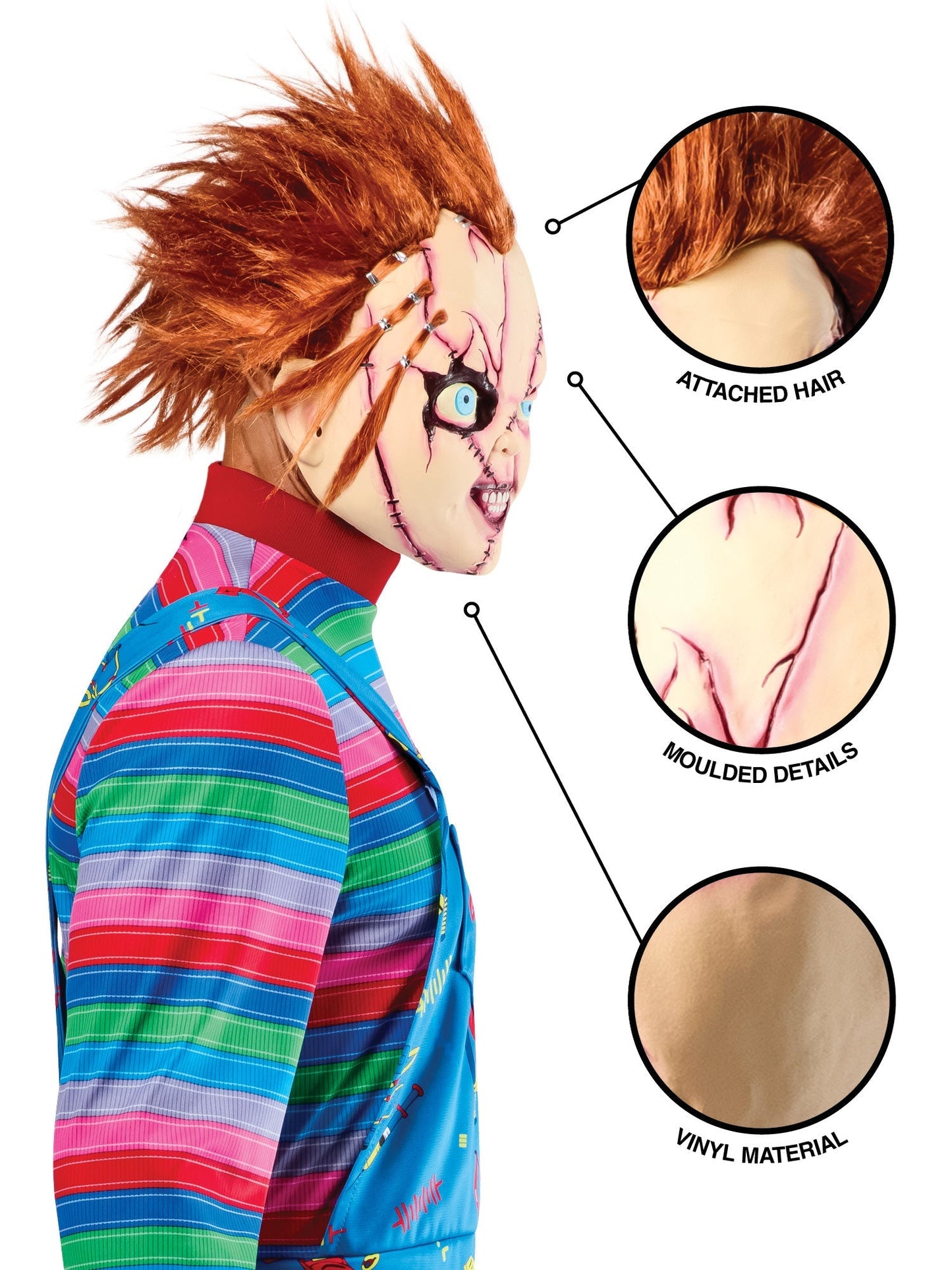 Chucky Stitched Up 3/4 Masker | Horror Pop Masker | One Size