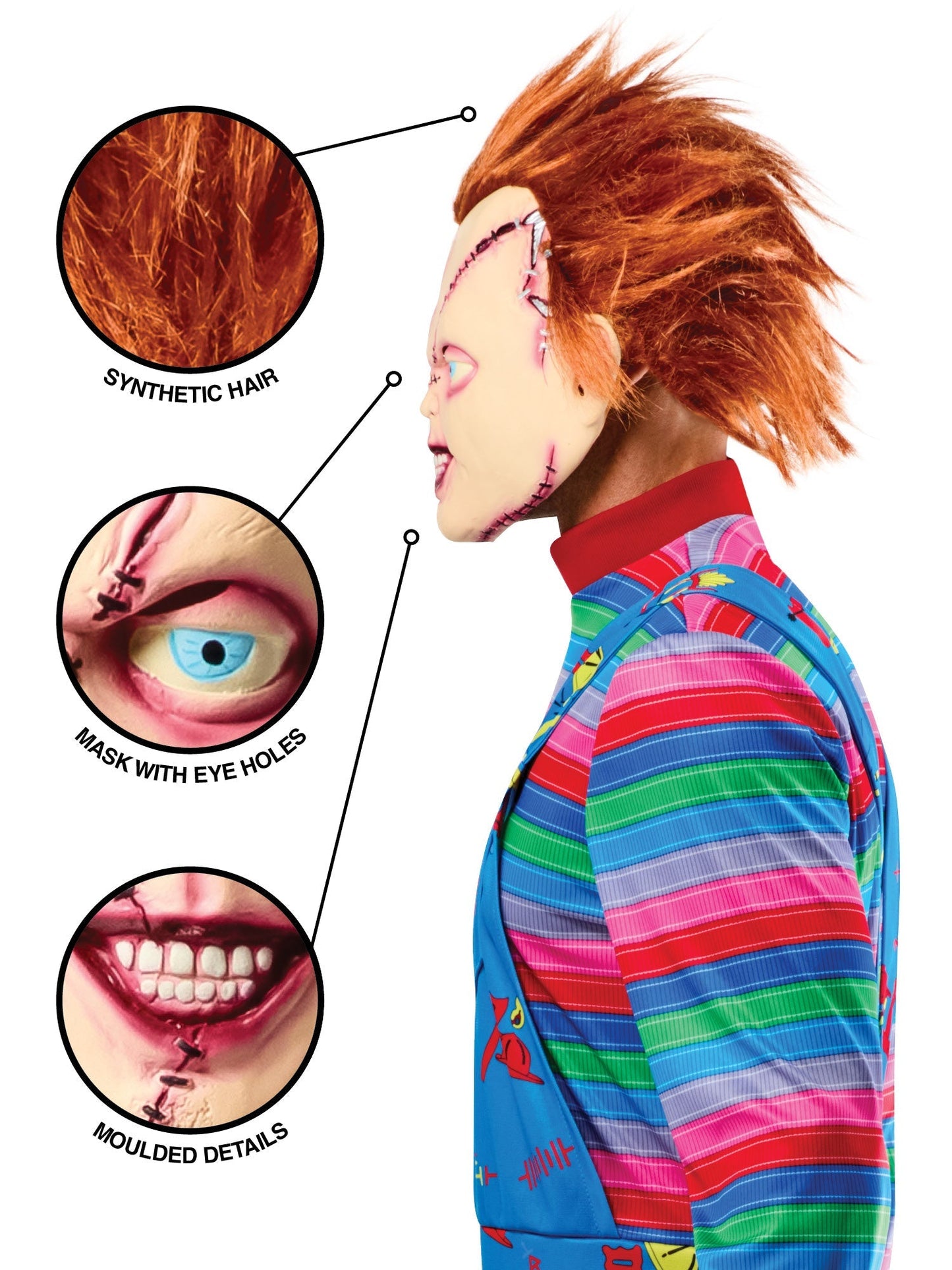 Chucky Stitched Up 3/4 Masker | Horror Pop Masker | One Size
