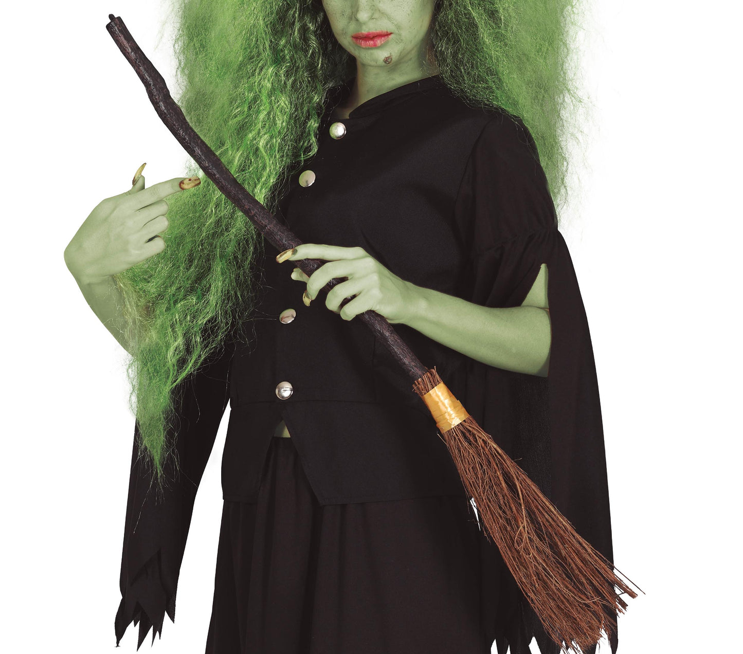 Heksenbezem 90 cm – Halloween Accessoire voor Heks Kostuum