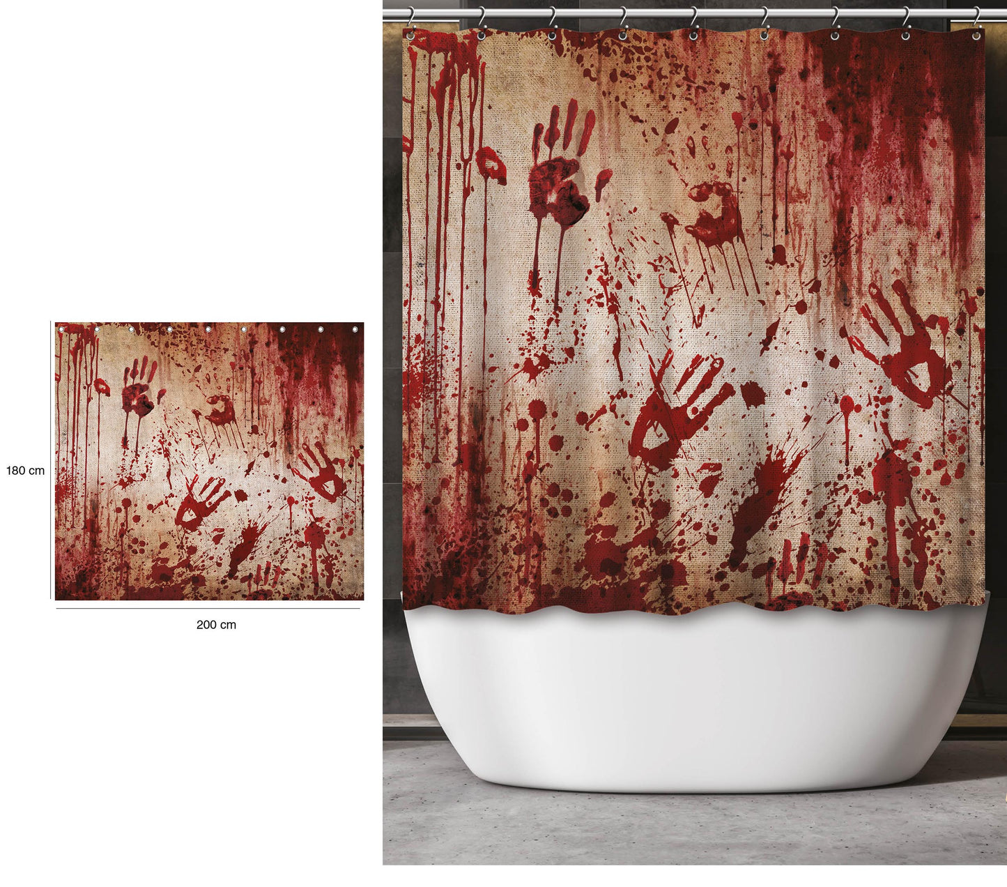 Halloween Bloederig Douchegordijn – 200 x 180 cm | Bloody Shower Curtain