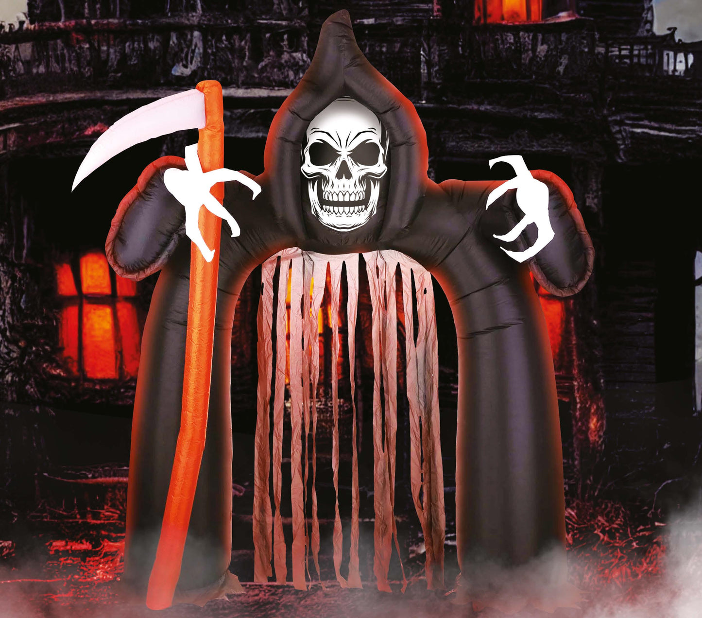 Opblaasbare Halloween Boog met Magere Hein – 200 x 180 cm