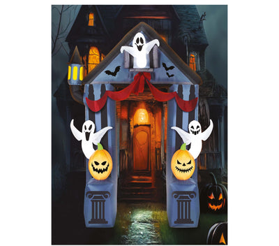 Opblaasbare Halloween Boog met Spoken & Pompoenen – 240 x 200 cm