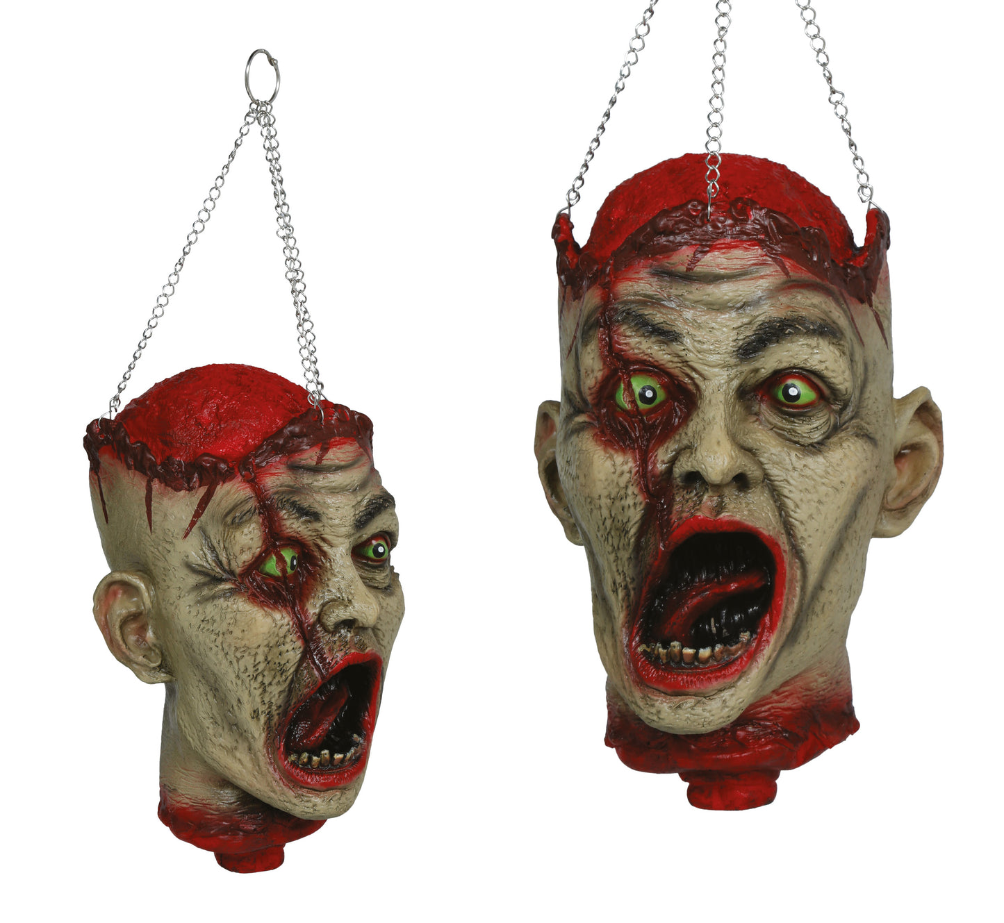 Halloween Afgehakt Zombiehoofd aan Kettingen – Latex 27 cm