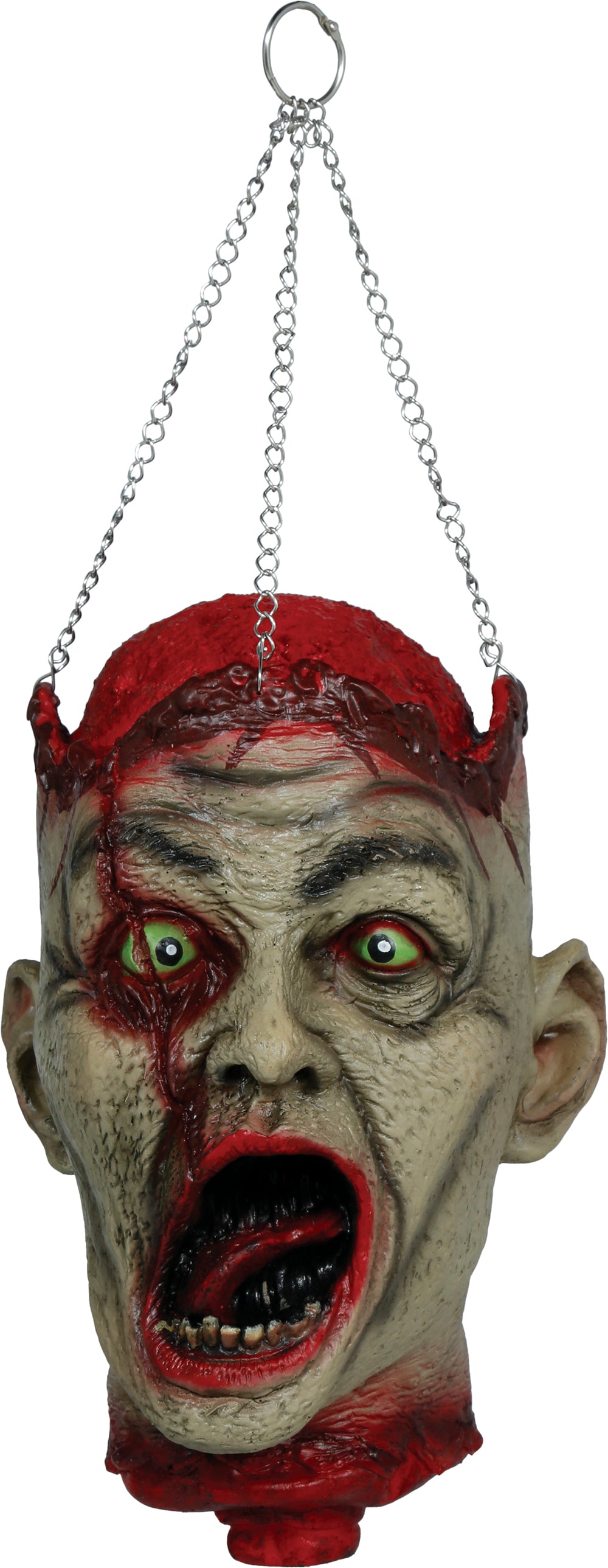 Halloween Afgehakt Zombiehoofd aan Kettingen – Latex 27 cm