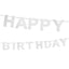 Kartonnen glitter letterslinger 'Happy Birthday' zilver (225 cm)