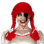 Rode Horror Pop Pruik met Vlechten – Creepy Doll Pruik