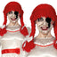 Rode Horror Pop Pruik met Vlechten – Creepy Doll Pruik