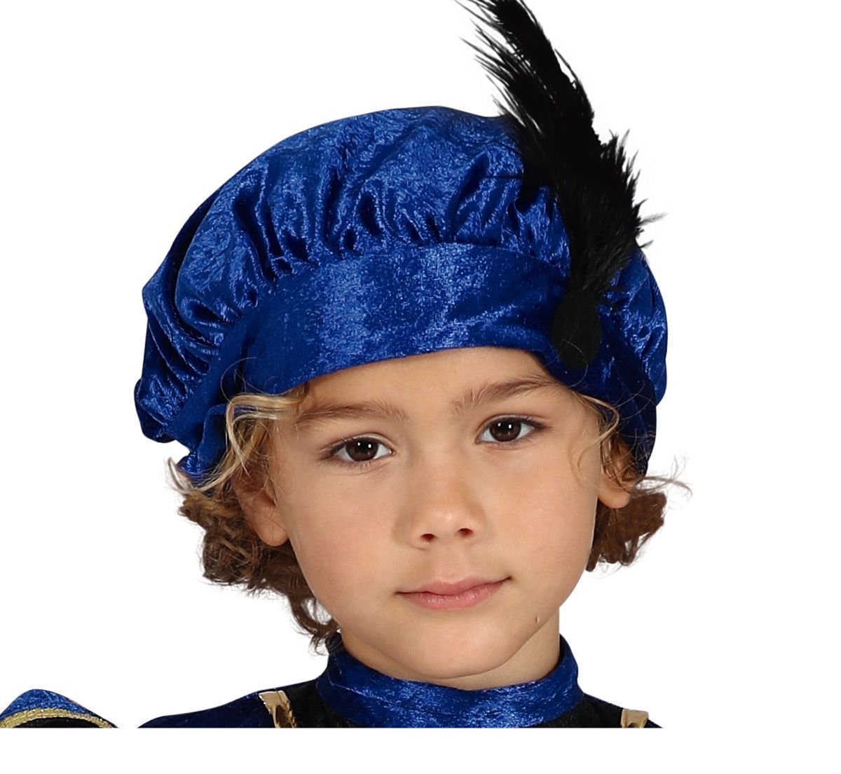 Pietenpak Kind Blauw/Goud – Complete Set met T-Shirt, Broek, Muts & Riem