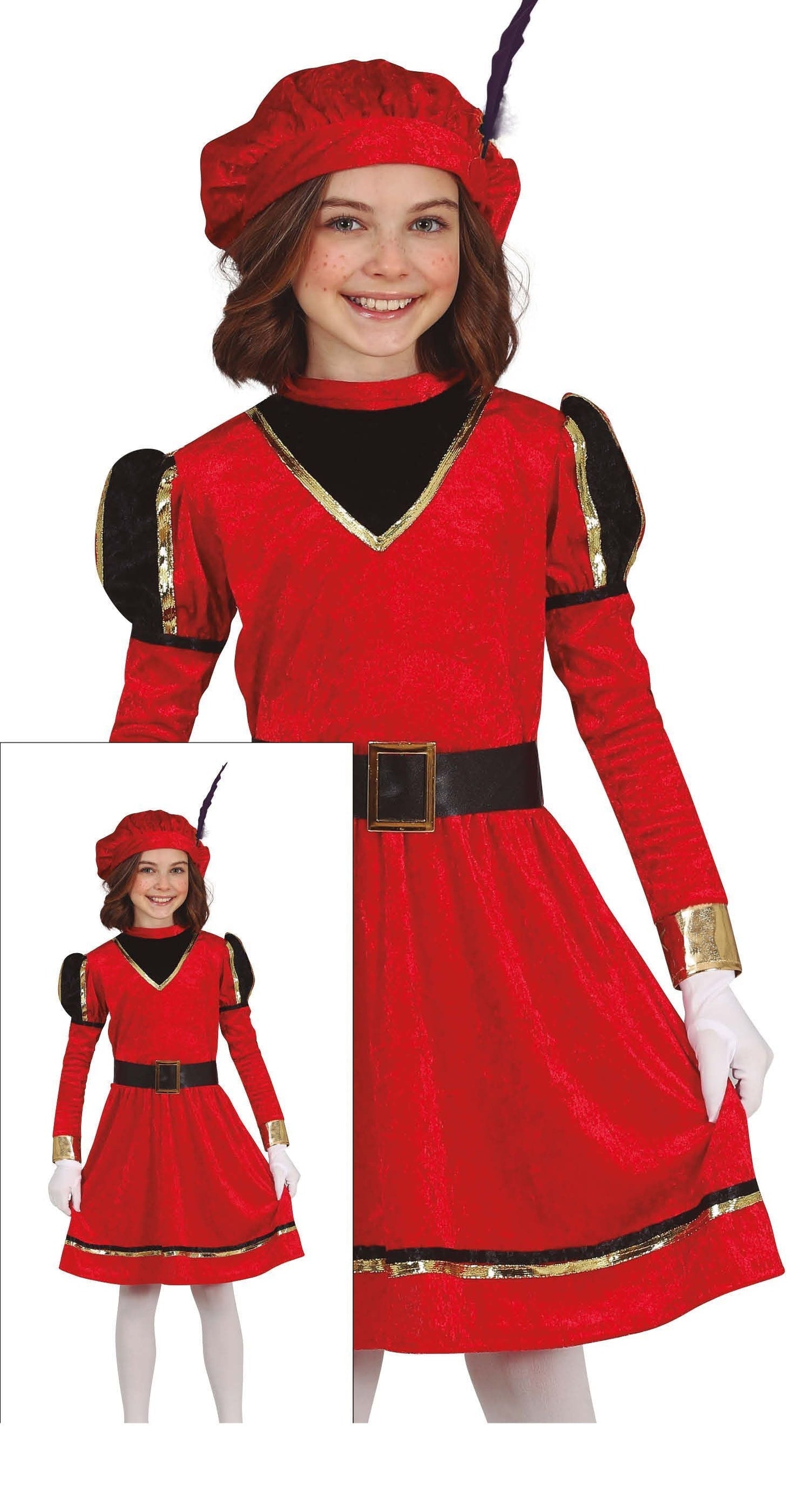 Pietenpak Jurk Kind Rood/Goud