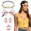 Set Hippie de luxe (hoofdband, partybril, oorbellen en ketting)