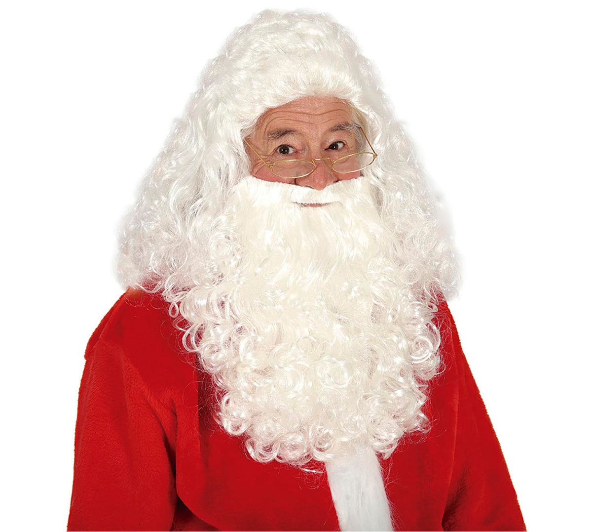 Sinterklaas Baard en Pruik Set – Wit Krullend – 2-delig