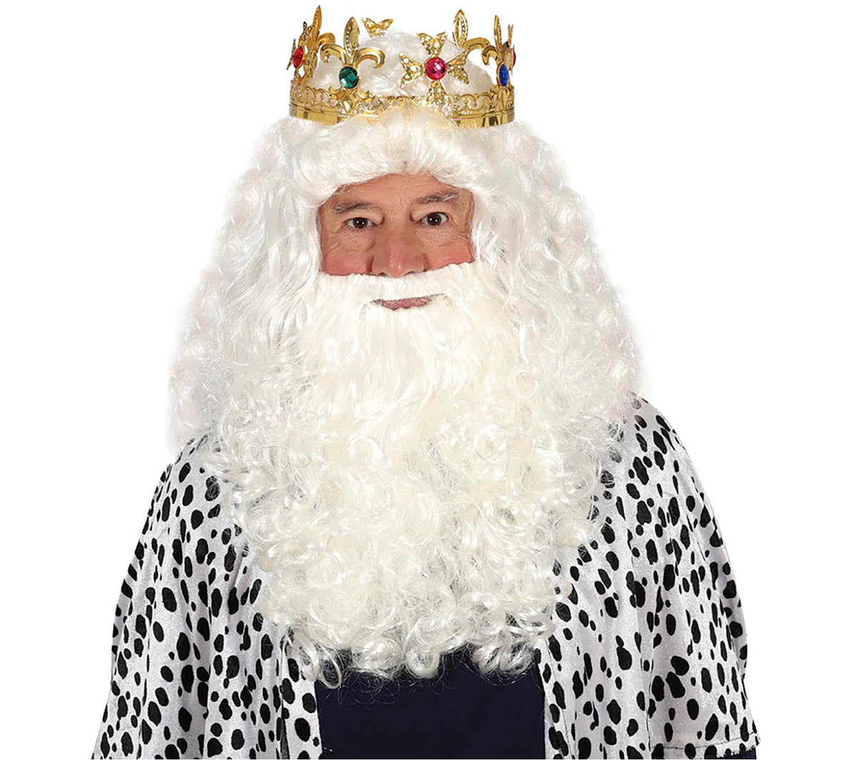 Sinterklaas Baard en Pruik Set – Wit Krullend – 2-delig