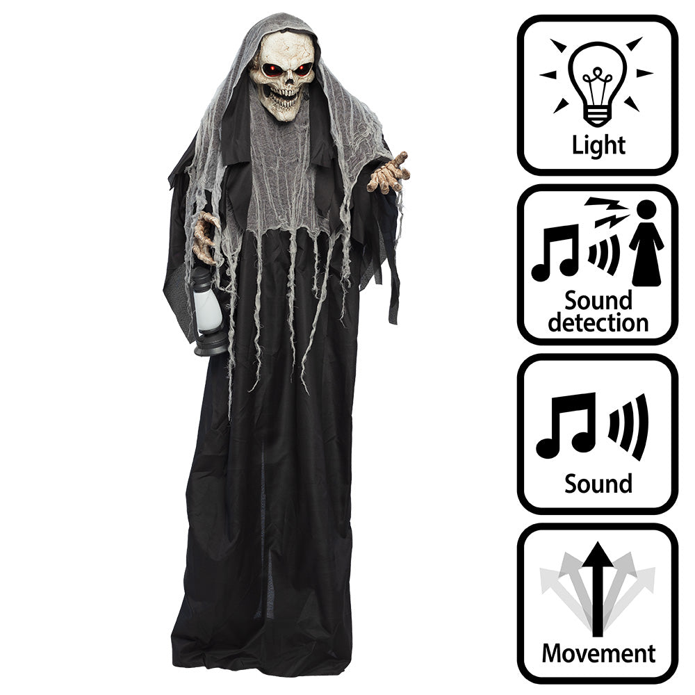 Halloween Decoratie Shining Reaper 180 cm – bewegend met licht & geluid
