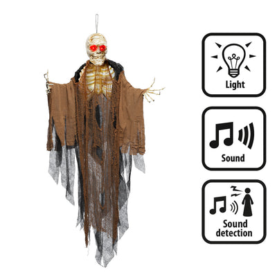 Hangdecoratie Creepy Mummy – 160 cm met Licht, Geluid en Geluidsensor