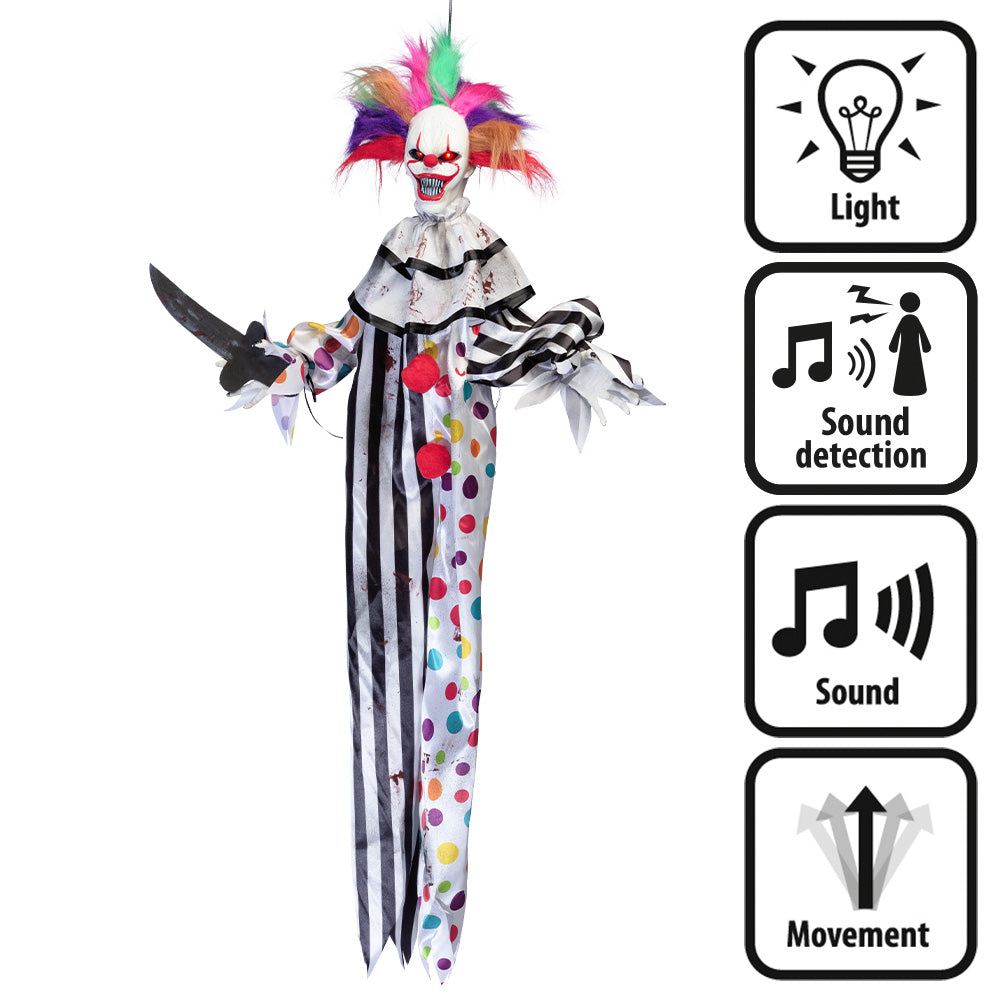 Hangdecoratie Hungry Clown – 120 cm met Licht, Geluid en Beweging