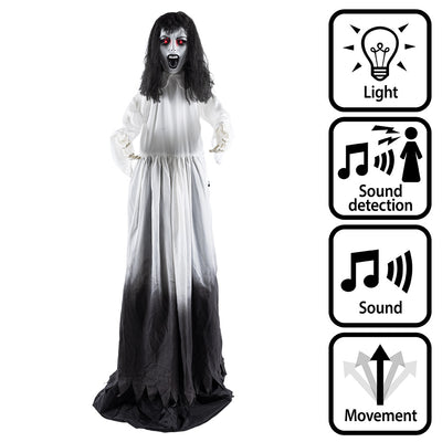 Halloween Decoratie Ghost Widow 185-225 cm | Bewegende Pop-Up