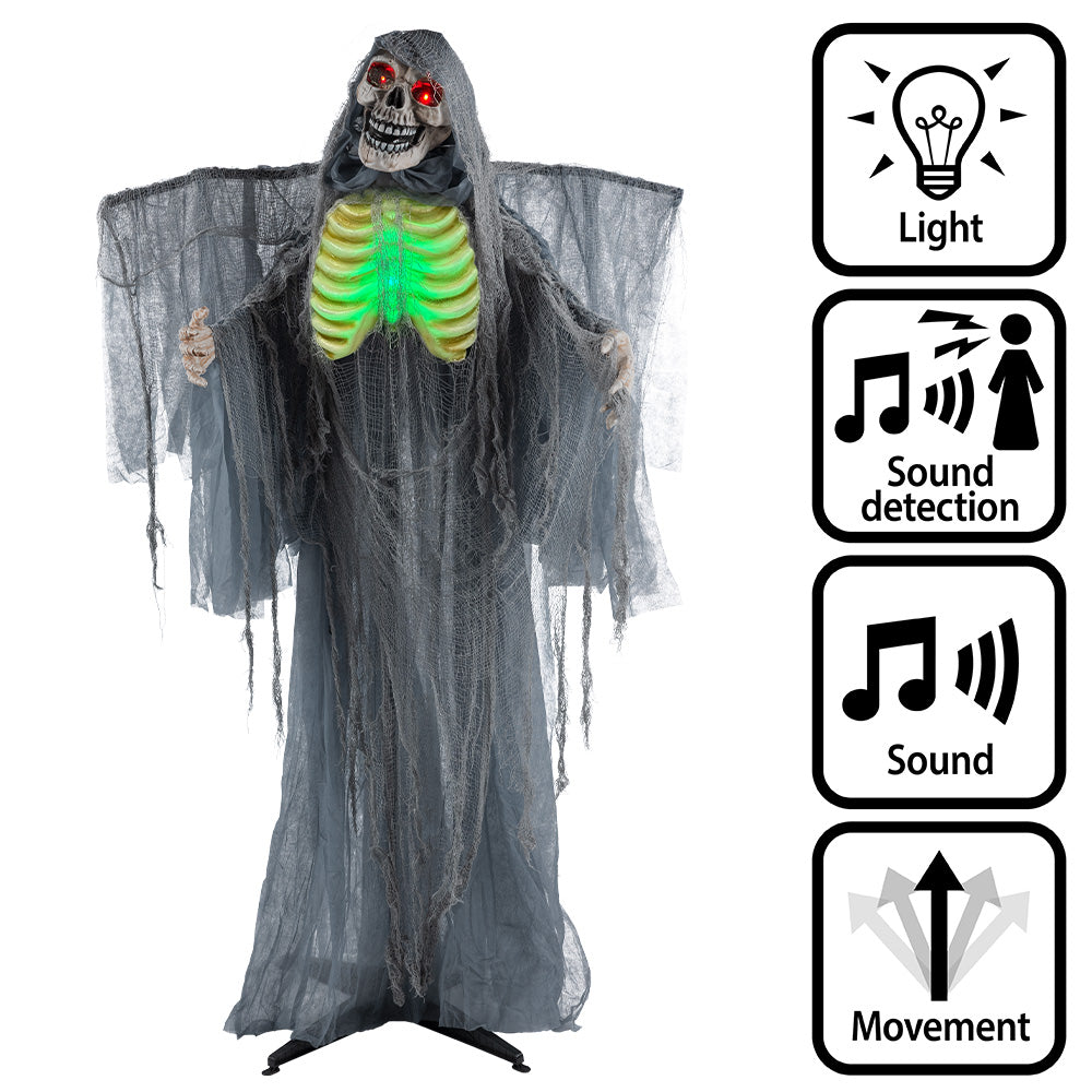 Halloween Decoratie Magere Hein Crypt Keeper 170 cm | Licht, Geluid & Beweging