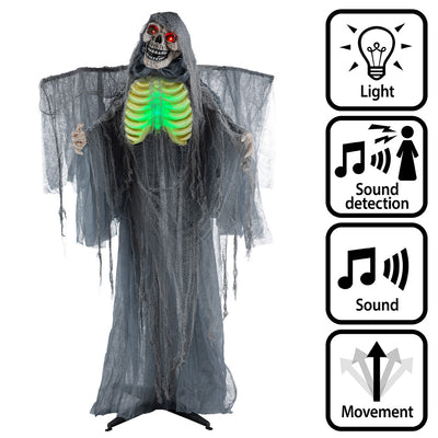 Halloween Decoratie Magere Hein Crypt Keeper 170 cm | Licht, Geluid & Beweging