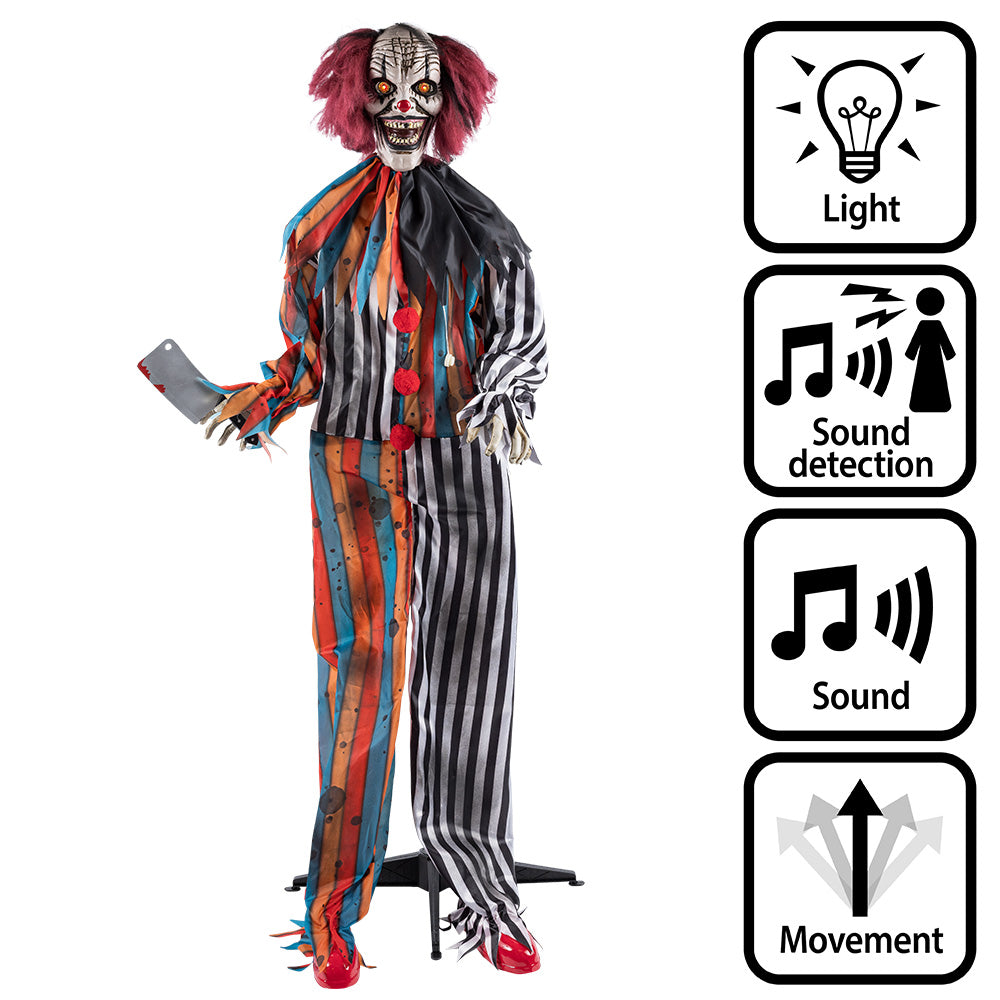 Halloween Clown Decoratie Butcher 175 cm | Licht, Geluid & Beweging