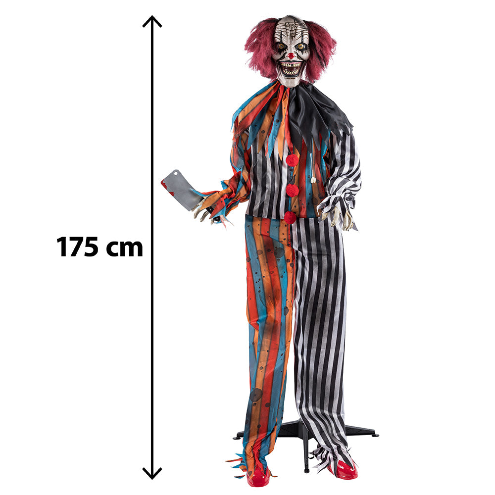 Halloween Clown Decoratie Butcher 175 cm | Licht, Geluid & Beweging