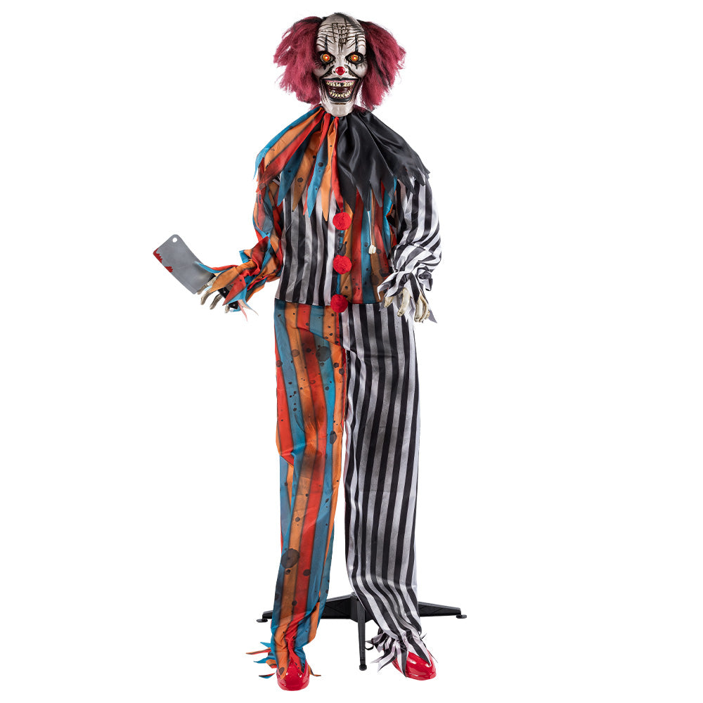 Halloween Clown Decoratie Butcher 175 cm | Licht, Geluid & Beweging