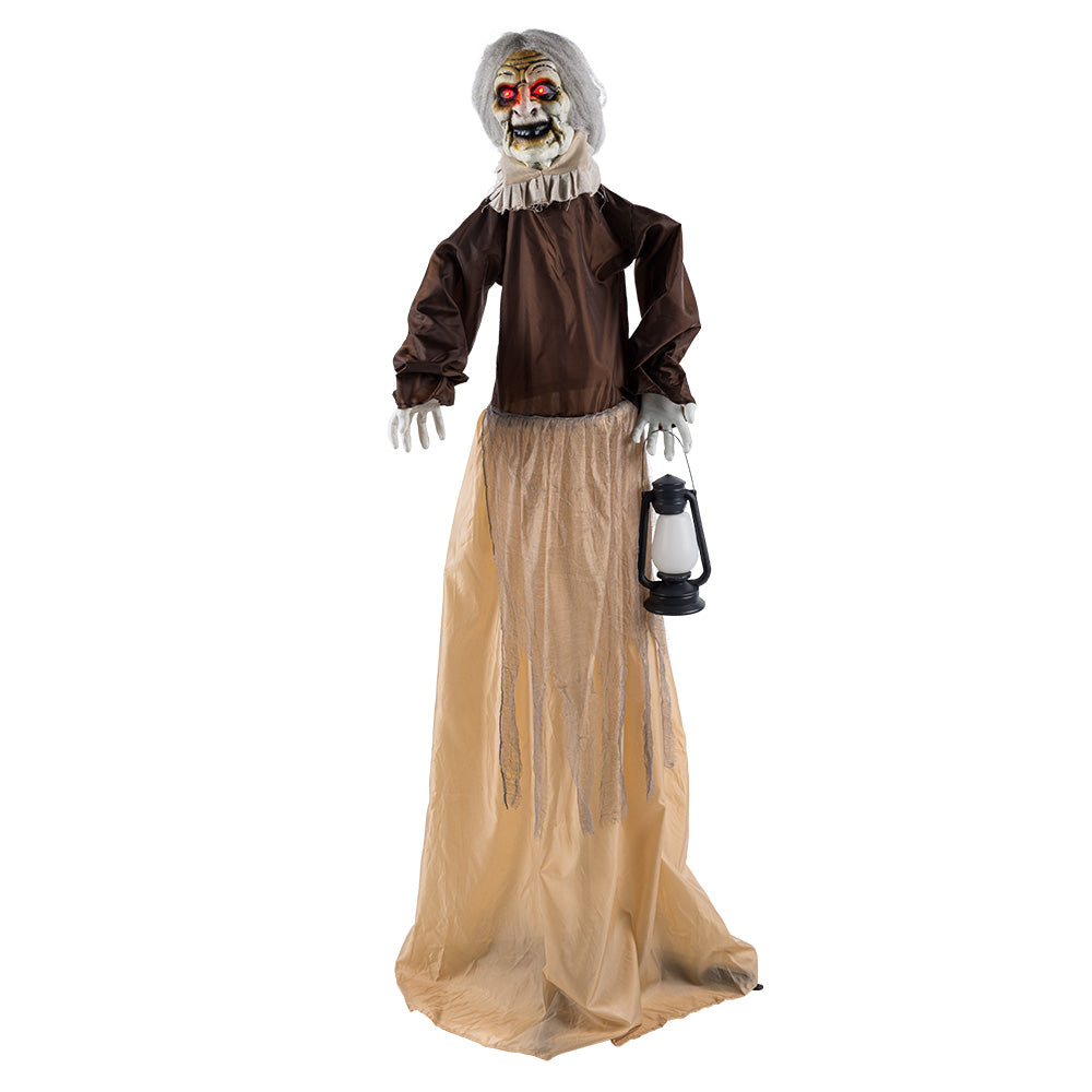 Halloween Heks Decoratie Lantern Witch 165 cm – met licht, geluid & beweging