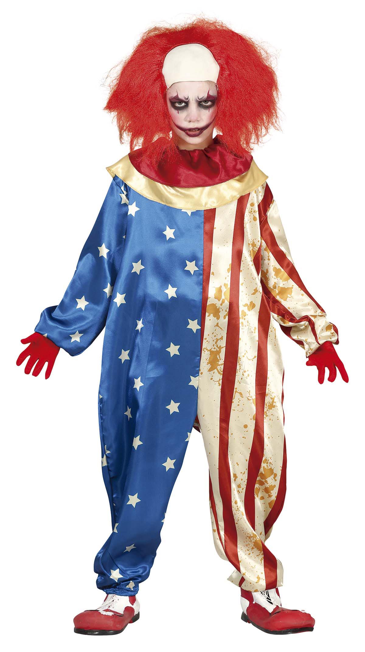 Amerikaanse Horror Clown Kostuum Kind – Onepiece met Kraag