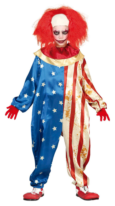 Amerikaanse Horror Clown Kostuum Kind – Onepiece met Kraag