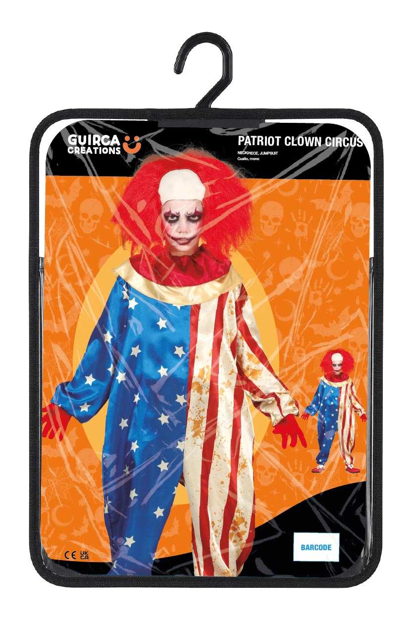 Amerikaanse Horror Clown Kostuum Kind – Onepiece met Kraag